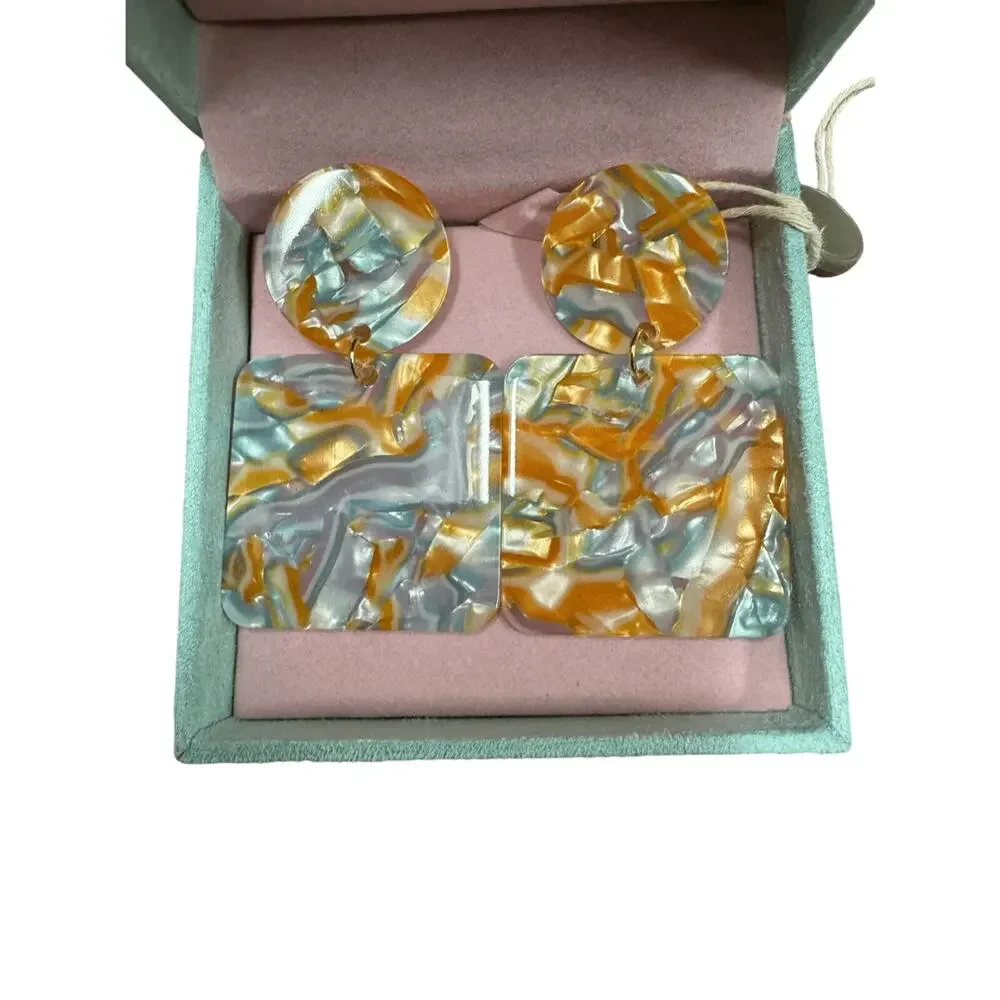 Valet Studio NWT Abigail Earrings in Sky Blue and Orange - Picture 3 of 7